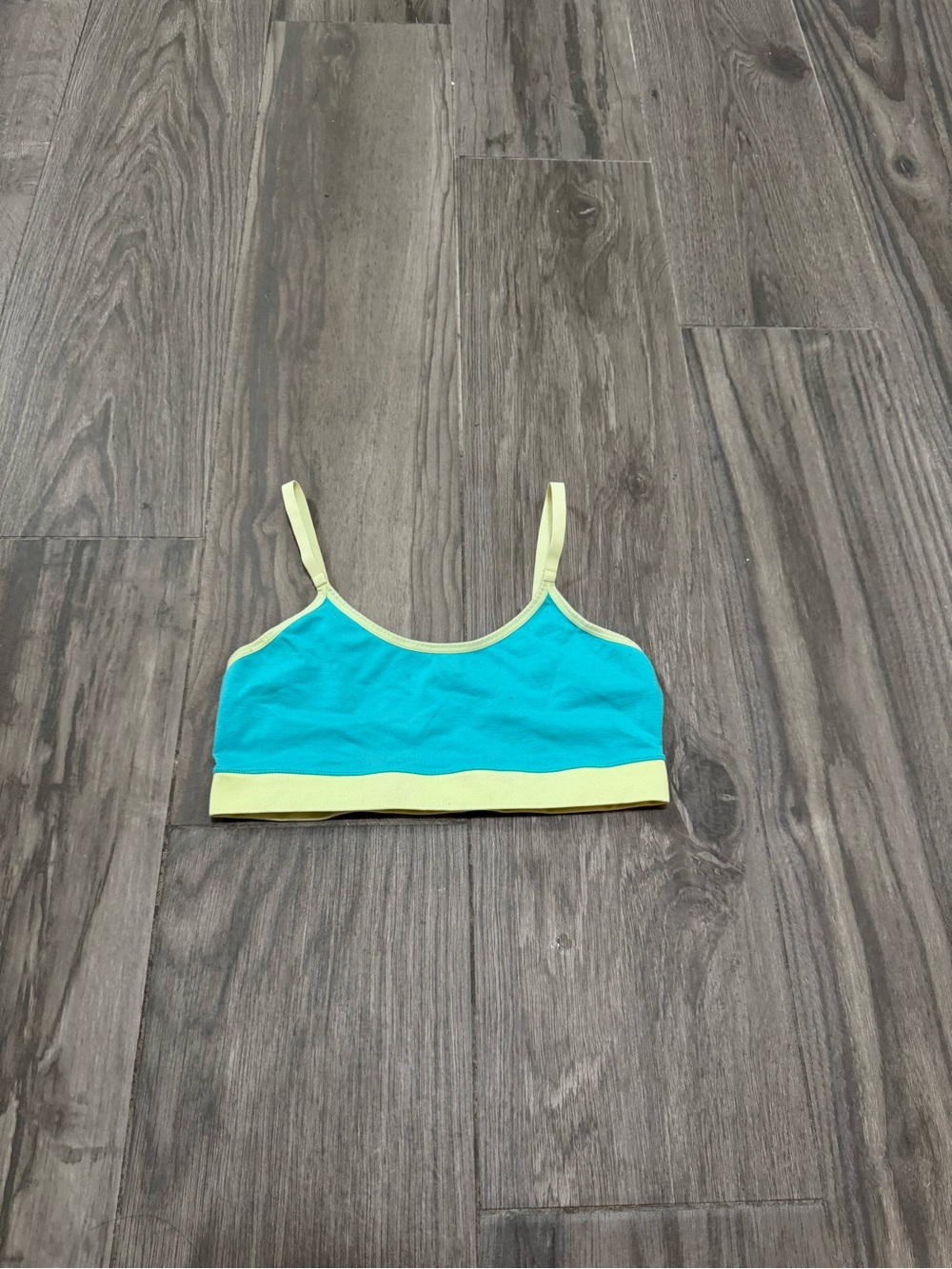 Kids' Turquoise & Yellow Crop Tank Top